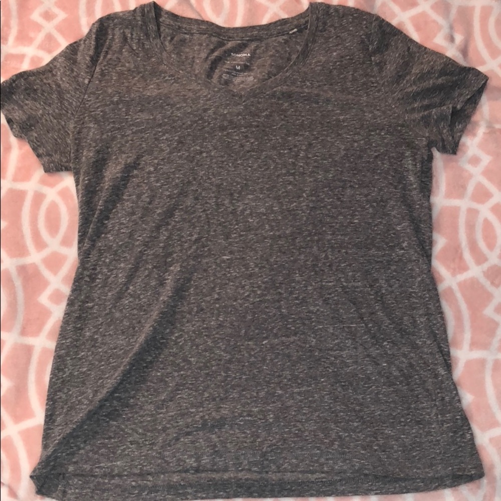 Gray V-neck T-shirt